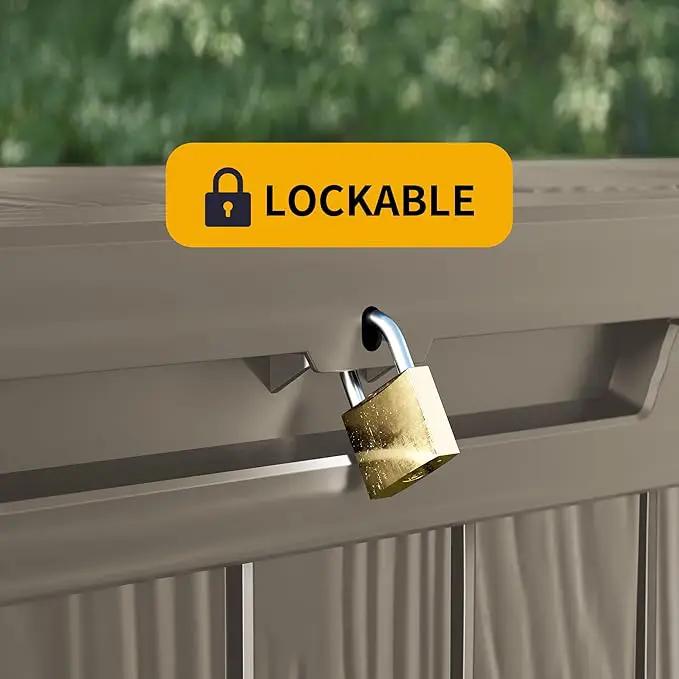 180 Gallon Outdoor Storage Box Waterproof Lockable Resin Deck Box Large, Patio Storage Bin for Pool Accessories Cushion Furniture, Garden Tools, UV-Resistant Outside Delivery Grey by GreenHaven Gardens