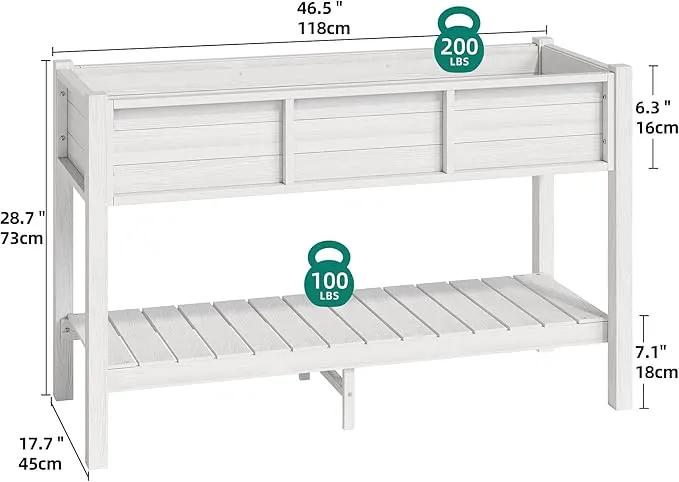 YITAHOME 48x18x30in Raised Garden Bed, Weather Resistant Poly Lumber Planter Box with Legs & Storage Shelf, Elevated Garden Bed for Yard, Garden, Balcony - White by GreenHaven Gardens