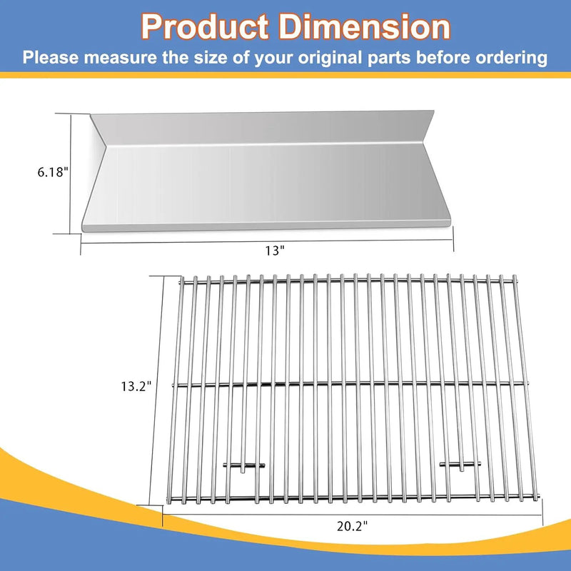 CGG-306 Heat Plates and Grill Grates Replacement for Home Depot Nexgrill 820-0033, Cuinart CGG-306, 820-0033M 820-0007B 820-0015 820-0007 820-0007G Stainless Steel Grill Flame Tamer by GreenHaven Gardens