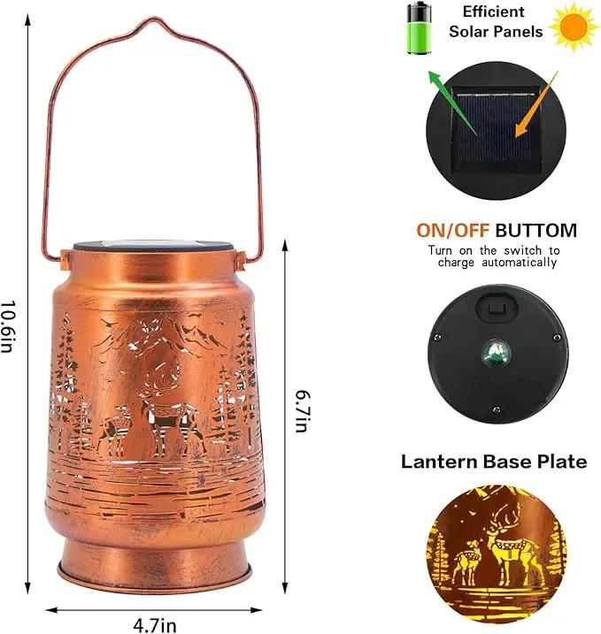Solar Lanterns Outdoor Garden Decor, Gifts for Women, Mom, Grandma, Birthday, Thanksgiving, Decorative Waterproof Hanging Metal LED Light for Yard, Patio, Lawn, Landscape, Backyard (Deer) by GreenHaven Gardens