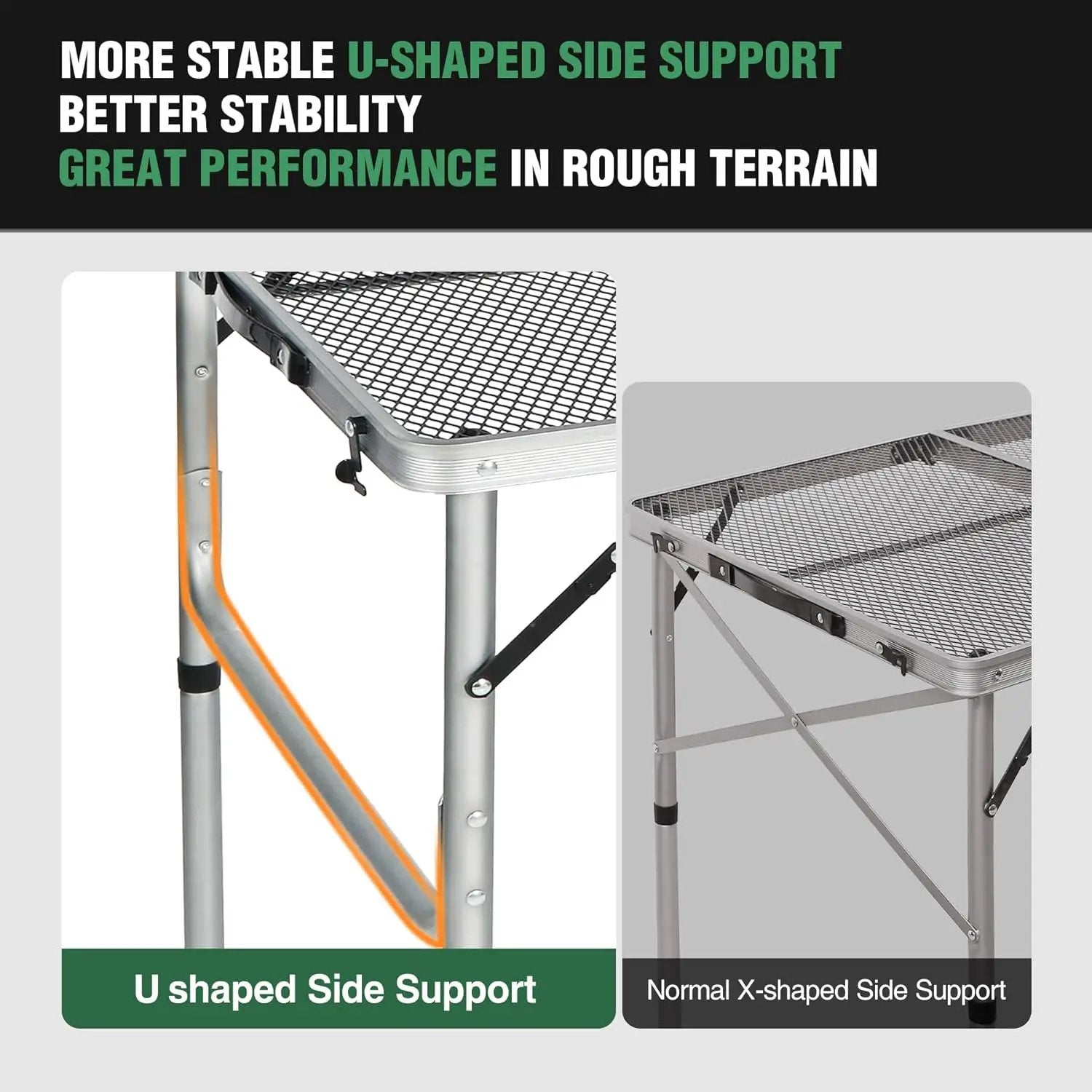 RedSwing Portable Grill Table for Outside, Aluminum Folding Grill Stand Table for Outdoor Camping Picnic BBQ, Lightweight Adjustable Height, 36"x24"x15"/28" Sliver by GreenHaven Gardens