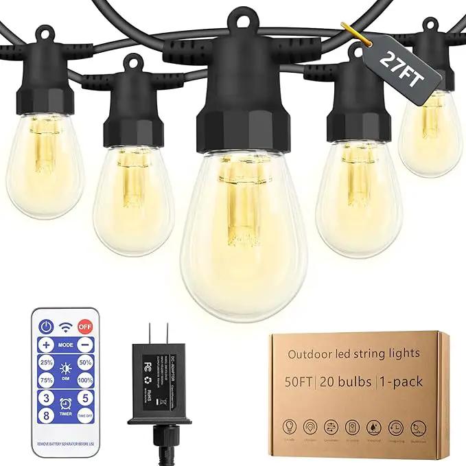 LED Outdoor String Lights 27FT,Patio lLights with 10 Dimmable Bulbs,IP66 Waterproof Shatterproof, with Remote Control,2700k Outside Hanging Lights for Backyard Porch Garden Decoration by GreenHaven Gardens