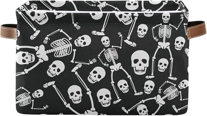 Skull Rectangular Storage Basket Organizer Bin Shelf Baskets For Clothes Gifts For Home Office Dorm by GreenHaven Gardens