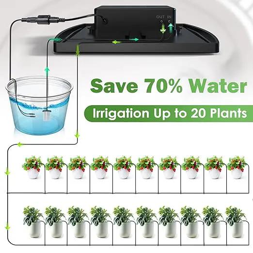 IPOW Upgrade 12 Timer Modes Supports 30 Pots 100% Anti-Siphoning Solar Irrigation System Automatic Watering System for Balcony, Indoor & Outdoor Plants, Garden, and Potted Plants by GreenHaven Gardens