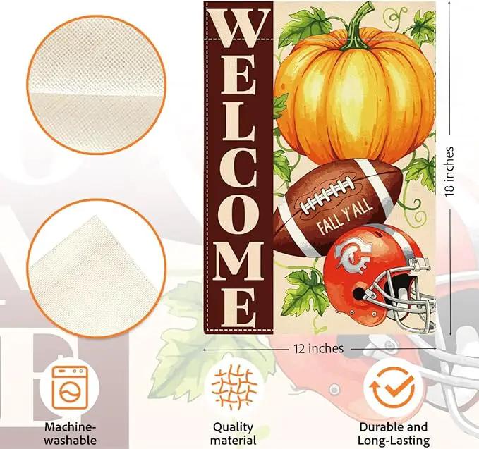 Fall Garden Flag Autumn Pumpkin Garden Flag 12x18 inch Double Sided Welcome Fall Y'all Pumpkin Yard Flags for Outside Front Door Home Porch (Flay 1801) by GreenHaven Gardens