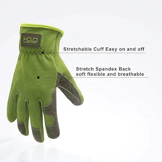 HLDD HANDLANDY 2 Pairs Leather Gardening Gloves for Men, Utility Work Gloves for Gardening, Yardwork, Construction, Mechanics, Great Garden Gifts for Men Women by GreenHaven Gardens