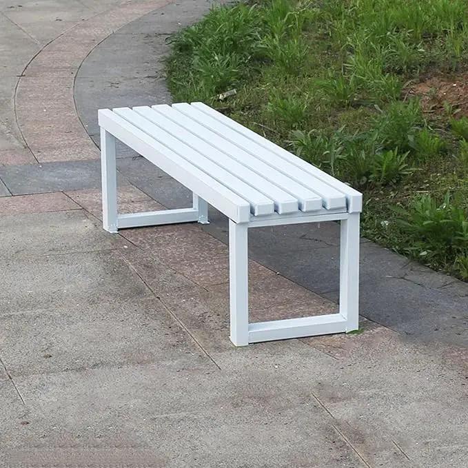Weatherproof Metal Dining Bench, Outdoor Bench Backless Patio Bench 2-Person Farmhouse Bench Garden Bench for Kitchen, Living Room, Entryway(White,5.9ft) by GreenHaven Gardens
