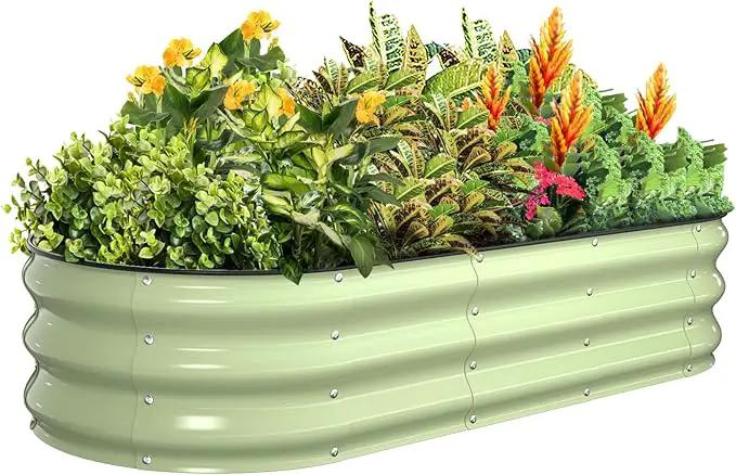 Kesfitt Raised Garden Bed Kit,Outdoor Galvanized Planter Large Metal Raised Boxes with Safety Edging and Gloves for Gardening Vegetables,Fruits,Flower(5x2x1FT) by GreenHaven Gardens