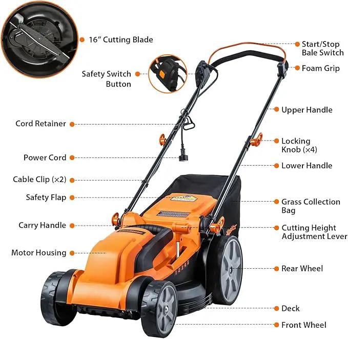 LawnMaster MEB1216K Electric Lawn Mower 16-Inch 12AMP by GreenHaven Gardens