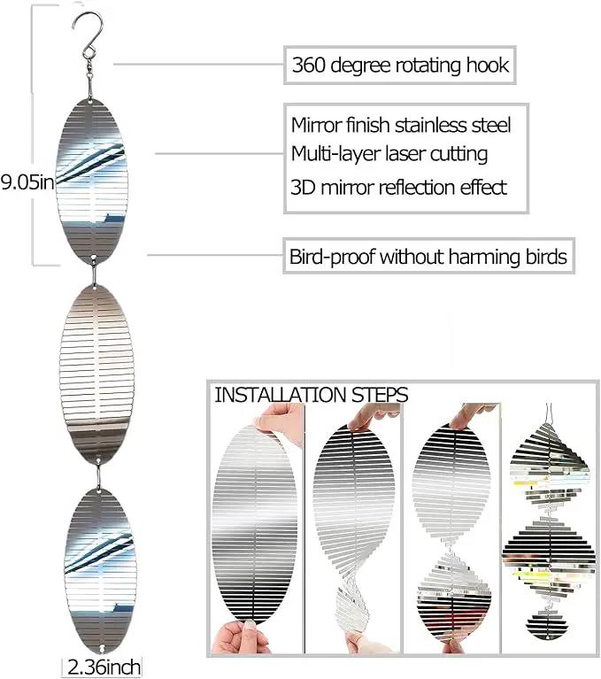 Metal Bird Scare Discs Set-Highly Reflective Double-Sided Bird Reflectors,Extra Sparkly Wind Spinners Outdoor Garden Decor, Bird Devices Deterrent to Scare Birds Away from Yard Patio Farm by GreenHaven Gardens