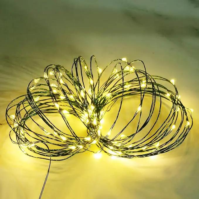 8 Pcs Battery Operated String Lights Outdoor String Lights 33 ft 100 LED Warm White Wire Green Battery Operated Fairy Lights with 8 Modes for Christmas Garden Patio Tree Decorations(8 Pcs,33 ft) by GreenHaven Gardens