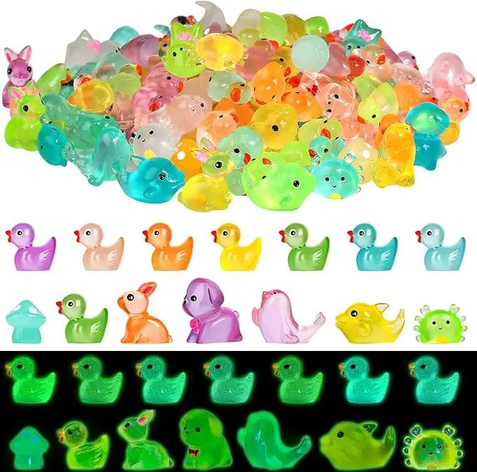 126PCS Mini Resin Ducks Animals Luminous Tiny Duck Animals Bulk Figures to Hide Glow in The Dark for Miniature Fairy Garden Accessories Micro Landscape Aquarium Potted Ornament Outdoor Decor by GreenHaven Gardens
