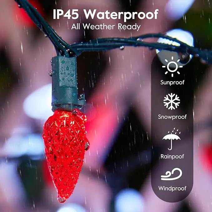 Brightown C6 LED Christmas String Lights - 2 Pack Each 20ft 60LED Battery Operated Strawberry String Lights with Timer and 8 Light Modes for Christmas Trees Wreaths, Indoor Xmas Decor, Red and White by GreenHaven Gardens