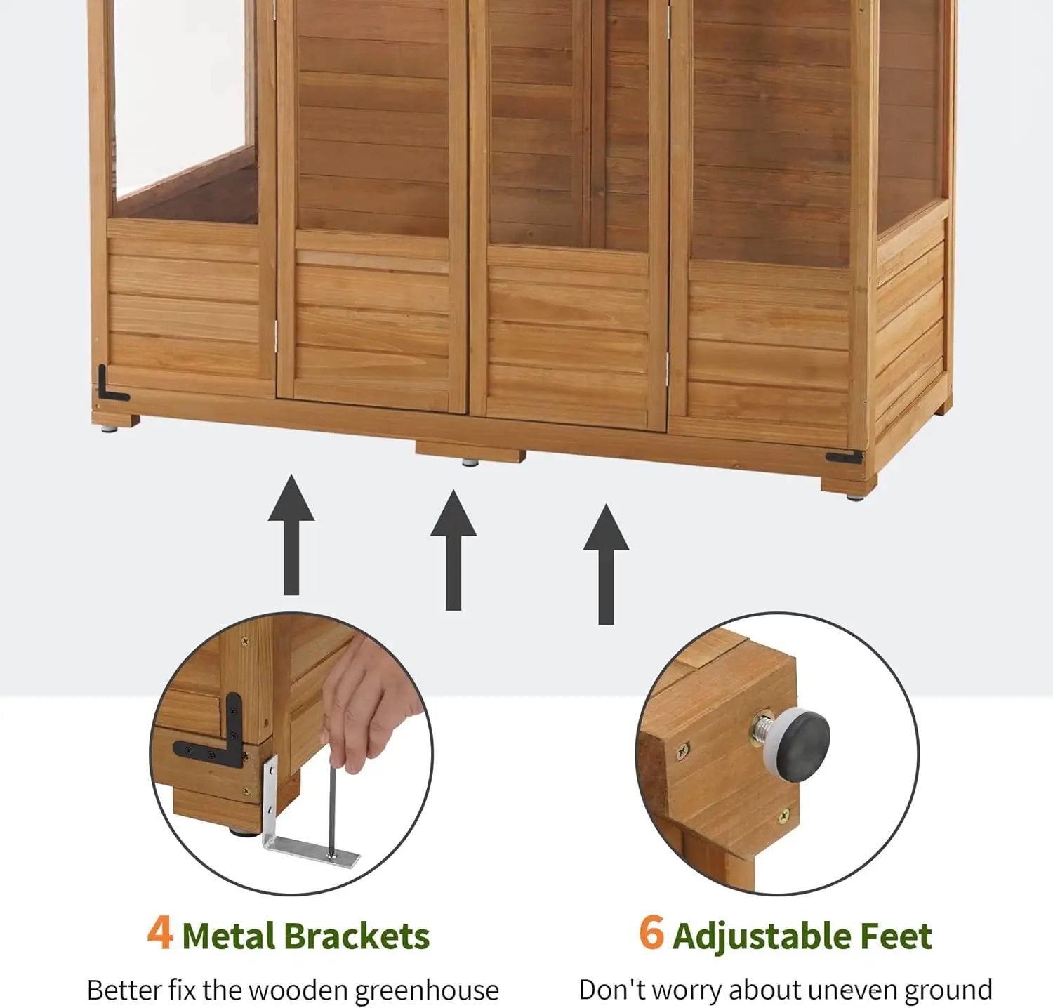 MCombo Wooden Greenhouse, Walk-in Outdoor Greenhouse with Openable Roof and Lockable Door, 0899 (Natural) by GreenHaven Gardens