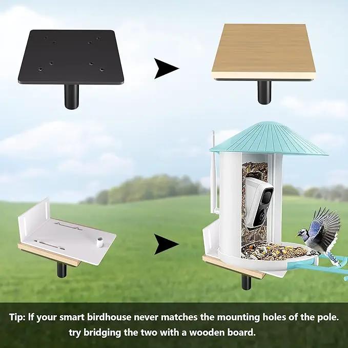 Bird Feeder Pole Kit 110 Inch,Bird House Pole for Outdoors Heavy Duty,5 Base Prongs Adjustable Birds Feeder Stand for House by GreenHaven Gardens