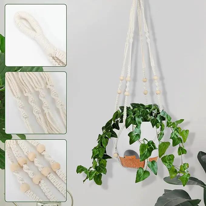 GARDIFE 8 Inch Hanging Planters with Macrame Plant Hanger for Indoor and Outdoor Plants, 2 Pack Large Self Watering Hanging Plant Pot with Basket Flower Pot with Drainage Hole, White by GreenHaven Gardens