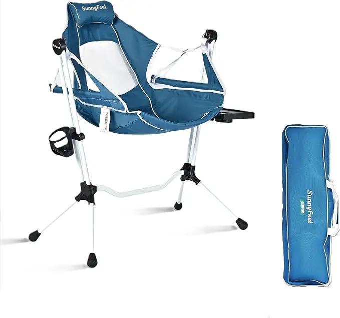 SUNNYFEEL Hammock Camping Chair, Oversized Swinging Camping Chair, Portable Hammock Chairs with Cup Holder, Beach Mat, MAX 300lbs Heavy Duty for Outdoor Travel Lawn Backyard Beach (Blue) by GreenHaven Gardens