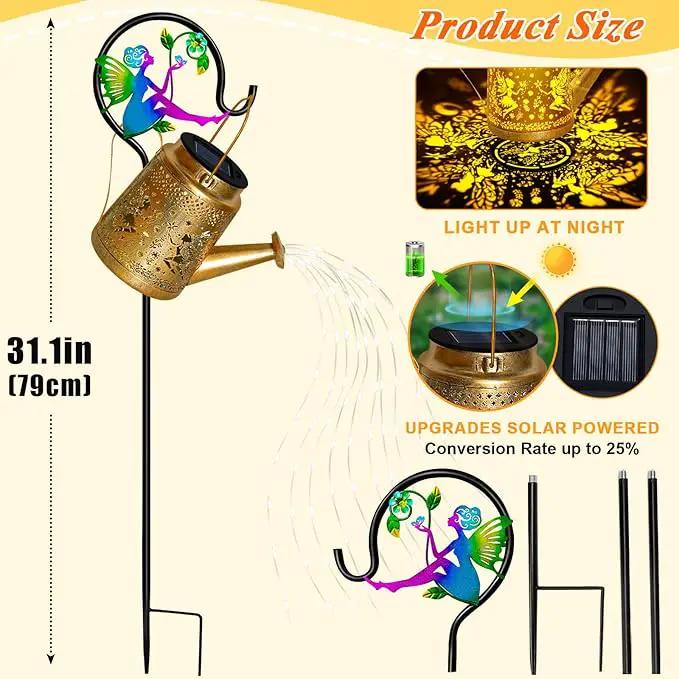 Solar Watering Can Lights Outdoor Garden Decor, Large Fairy Hanging Lantern with Shepherd Hook, Waterproof Garden Lights for Outdoor Landscape Pathway Yard, Garden Gift for Mom Grandma by GreenHaven Gardens