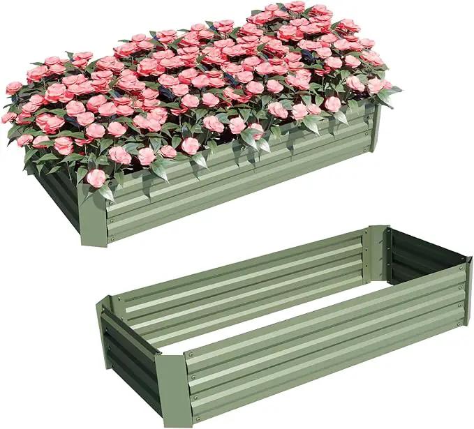 Aoodo 4 x 2 x 1 ft Raised Garden Bed for Patio Garden Lawn, Bed Only, Set of 2 by GreenHaven Gardens