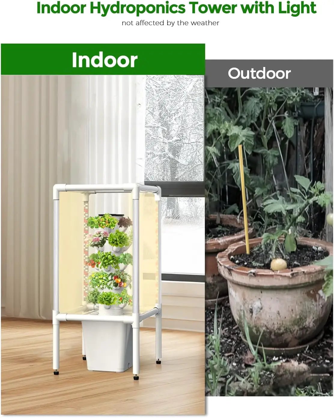 SJZX Hydroponics Growing System, Hydroponic Tower with Full-Spectrum Grow Lights, 5 Tiers Indoor Outdoor Garden Planter, Vertical Home Gardening Germination Kits for Vegetables, Fruits, Herb (25 Pods) by GreenHaven Gardens