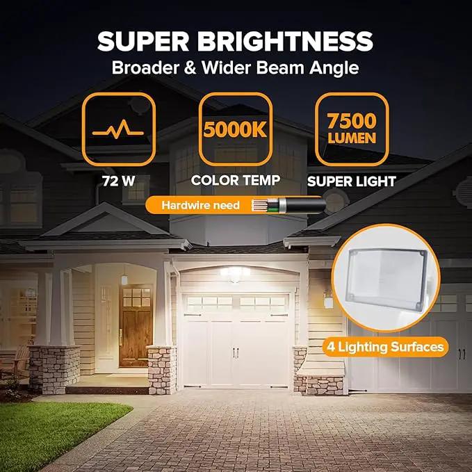 LUTEC 72W 7500LM LED Security Lights Motion Sensor Light Outdoor, 5000K Daylight, IP65 Waterproof, Dusk to Dawn, 3-Head Motion Detected Flood Light for Garage, Yard, Porch(White) by GreenHaven Gardens