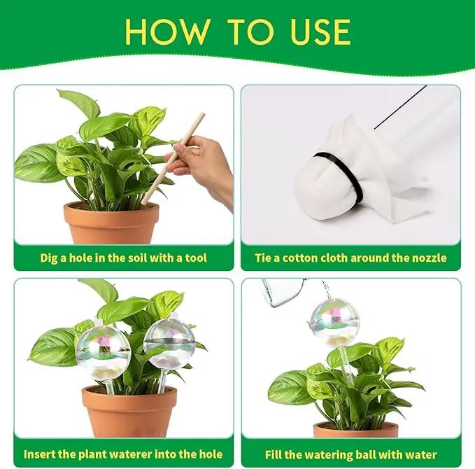 ZephyrBloom 13 oz Up 2 Weeks Large Plant Watering Globes & Bulbs, Self Watering Glass Globes to Water Plants While Away, Indoor Outdoor Automatic Slow-Release Watering Bulbs for Houseplants 2 Pack by GreenHaven Gardens