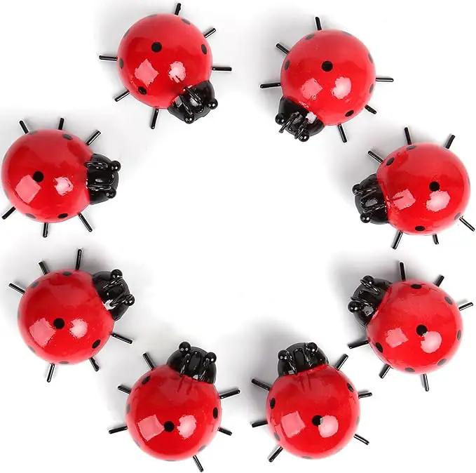 Metal Garden Decor for Outside Cute Ladybugs Yard Art Lawn Ornaments Wall Sculptures & Statues Outdoor Fence Decorations for Patio - Set of 8 by GreenHaven Gardens