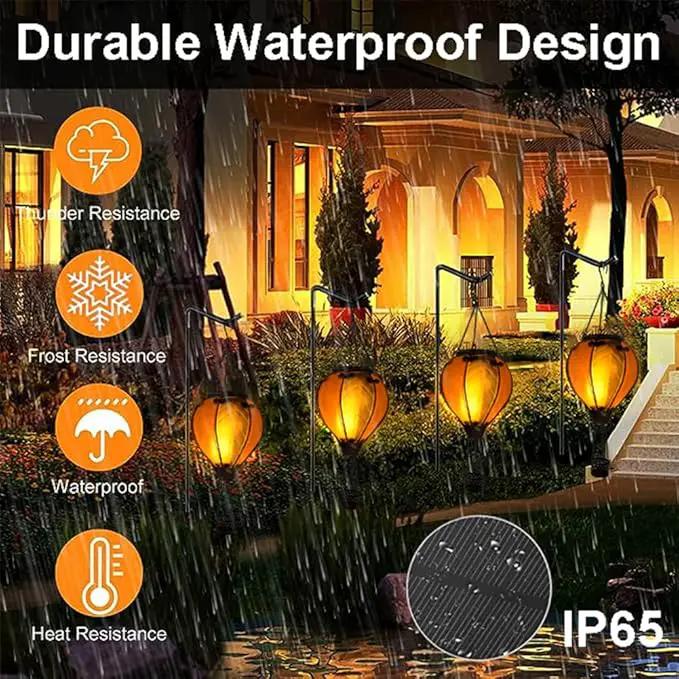 Hot Air Balloon Solar Lantern with Flickering Flame Hanging Solar Lanterns Outdoor Lights Waterproof Lanterns Decorative Garden Patio Yard Party Decor Gray&Light Green by GreenHaven Gardens