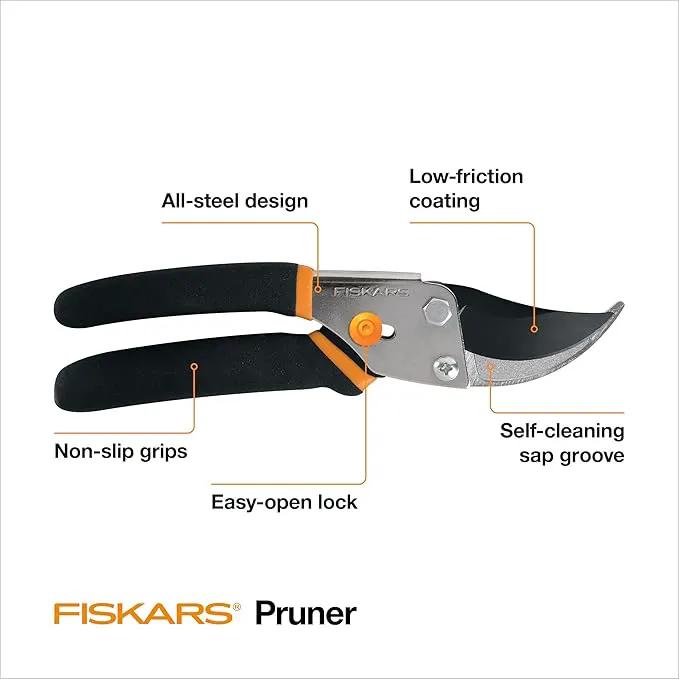 Fiskars Bypass Pruning Shears, 5/8-Inch Cut Capacity Garden Clippers, Gardening Scissors with Sharp, Rust Resistant Steel Blade by GreenHaven Gardens