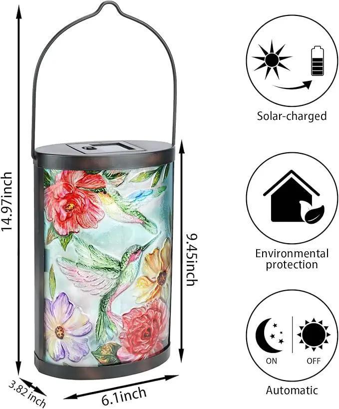 Hanging Solar Lantern Outdoor Waterproof LED Hummingbird Solar Lights Outdoor Decorative Solar Lanterns Tabletop Lamp for Patio Garden Yard Decor by GreenHaven Gardens