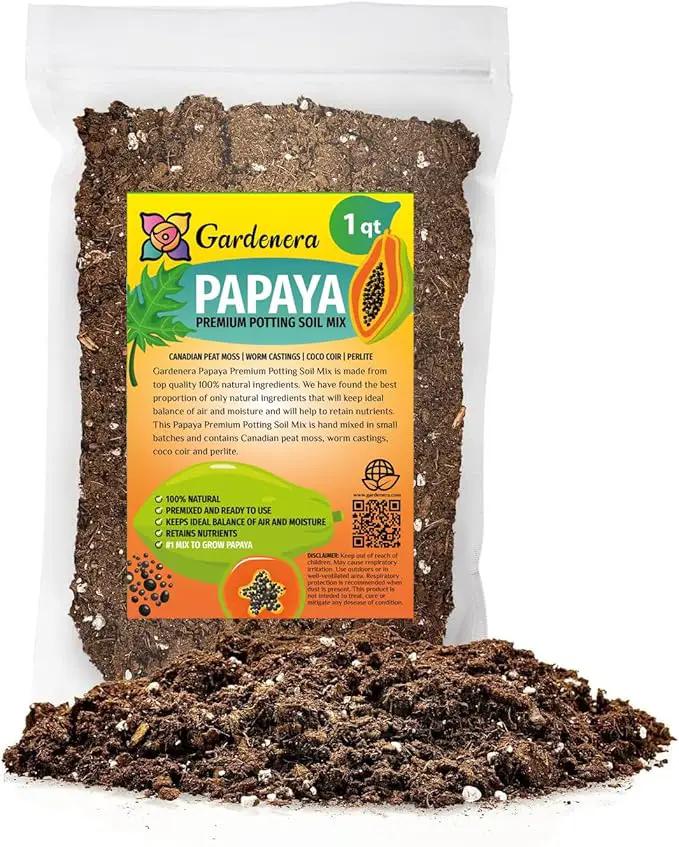 Premium Papaya Plant Potting Mix - Crafted for Thriving Papaya Growth and Abundant Fruits - 1 Quart by GreenHaven Gardens