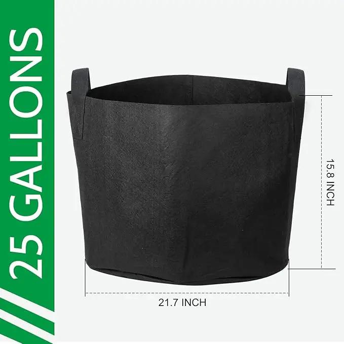JERIA 12-Pack 25 Gallon, Vegetable/Flower/Plant Grow Bags, Aeration Fabric Pots with Handles (Black), Come with 12 Pcs Plant Labels by GreenHaven Gardens