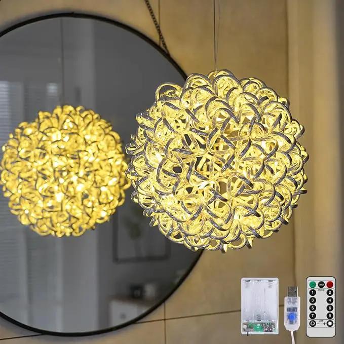 Lighted Magical Aluminum Balls Lights Hanging Tree Garden Lights, Silver Metal Balls LED Fairy Lights， Trees Garden Lights for Party Wedding Yard Garden Porch Patio Decoration by GreenHaven Gardens