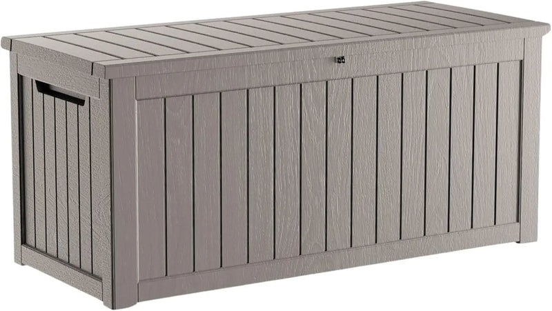 270 Gallon Waterproof Deck Box, Lockable Resin Storage Box for Patio Furniture Cushions Garden Tools and Outdoor Delivery Storage, Coffee by GreenHaven Gardens