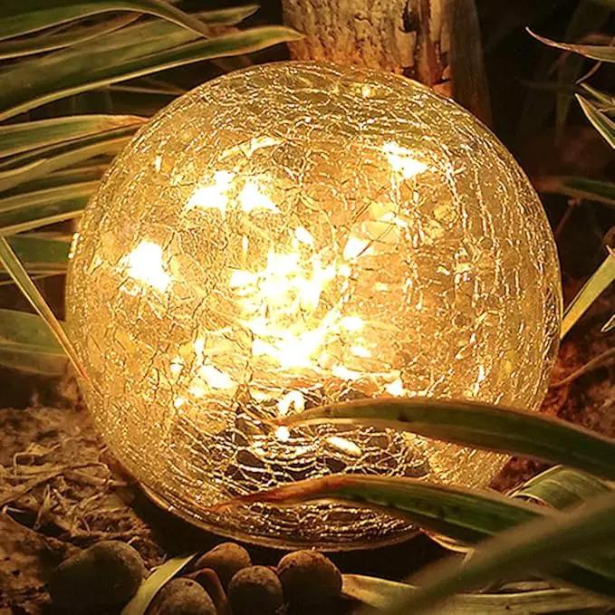 TOMEX Solar Garden Lights, Cracked Glass Ball Waterproof Warm White LED for Outdoor Decor Decorations Pathway Patio Yard Lawn, 1Pack (4.7") by GreenHaven Gardens
