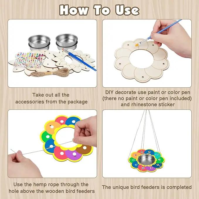 Fennoral 4 Pack Bird Feeder Kits for Kids Make Your Own Bird Feeders Wooden Arts and Crafts for Kids Ornaments DIY to Paint Bird Feeders Craft for Spring Winter Garden Outdoor Activities Project by GreenHaven Gardens