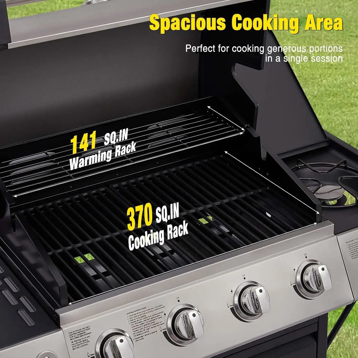 Unovivy 4-Burner Propane Gas Grill with Side Burner, Portable BBQ Grills with Oil Tray and Built-in Thermometer for Outdoor Barbecue, Camping, Patio, Backyard, 49,000 BTU by GreenHaven Gardens