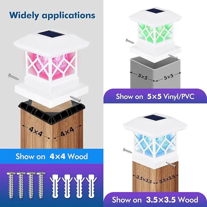 TWINSLUXES Solar Post Cap Light Outdoor, Waterproof LED Fence Post Solar Light, Solar Post Light, 3.5x3.5/4x4/5x5 Post for Patio, Deck Garden Decoration, Wooden or Vinyl Fence Deck Post by GreenHaven Gardens