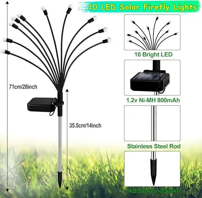 Solar Garden Lights Outdoor, 6 Pack 60 LED Solar Pink Firefly Lights Waterproof, Sway by Wind, Solar Swaying Light for Yard Patio Backyard Garden Planter Flower Bed Pathway Outdoor Decoration by GreenHaven Gardens