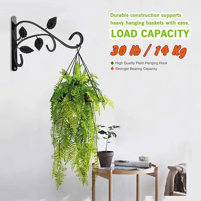 4 PCS Metal Hanging Hook Plants Brackets, 12 Inch Iron Wall Mount Bracket Durable Rust-Resistant Plant Hanger Hook for Hanging Plants Bird Feeder Lantern Wind Chimes by GreenHaven Gardens
