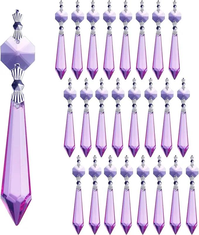HDCRYSTALGIFTS Purple Chandelier Icicle Drop Prisms Crystal 55mm, Pack of 25 by GreenHaven Gardens