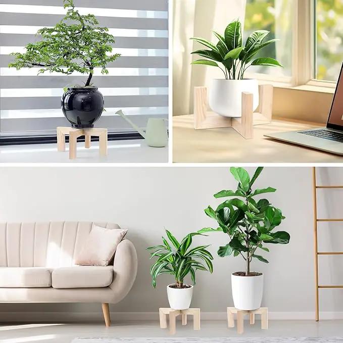 Plant Stand, Indoor/Outdoor Wood Plant Holder, Single Flower Pot Stand, Sturdy Planter Stand, Fit 5-15 Inch Pots by GreenHaven Gardens