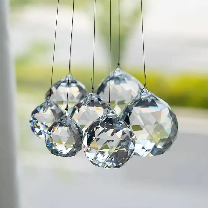 Crystalsuncatcher Clear Glass Crystal Ball,12PCS 30mm Prism Feng Shui Lamp Hanging Drop Chandelier Pendants Suncatchers for Home Decor Party by GreenHaven Gardens