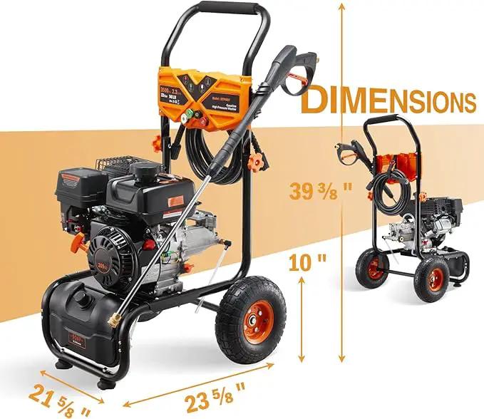 3500 PSI Gas Pressure Washer, 2.3 GPM Power Washer with 209CC Engine, Maintenance-Free Axial Cam Pump, 25FT Hose, 4 Nozzles for Driveways, Walls, Vehicles, Patio (Orange) by GreenHaven Gardens
