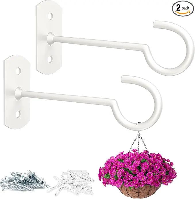 Plant Hook 6inch,Plant Hanger Shepherds Plant Bracket for Wall Hanging Wind Chimes Lanterns,Bird Feeder,Flower Basket,Home Decor Indoor & Outdoor 2 Pack by GreenHaven Gardens
