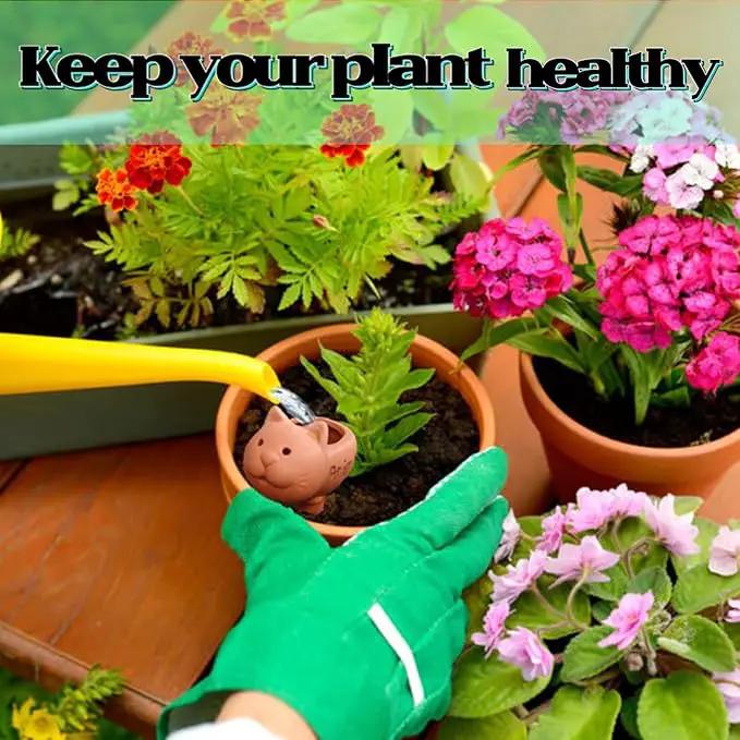 Plant Watering Devices 4 Pack Terracotta Vacation Plant Waterer Bottle Watering Stakes Slow Release Plant Watering Spikes Self Watering Devices for Indoor Outdoor Plants by GreenHaven Gardens