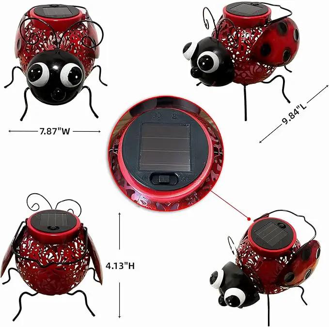 Teaeeno Ladybug Solar Light Lantern Garden Decor,Metal Animal Decorative Ladybug Sculpture,Garden Yard Lawn Backyard Ornament Decor,Home, Lawn, Patio,Metal Animal Ornament, Women/Gardening Gifts by GreenHaven Gardens