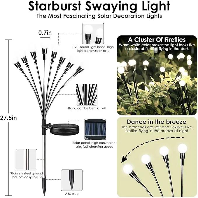 2025 Solar Lights Outdoor Waterproof, 2 Pack Solar Garden Lights, Solar Firefly Lights Outdoor Waterproof, Solar Twinkle Swaying Fairy Light for Yard Patio Pathway Garden Decoration (Cool White) by GreenHaven Gardens