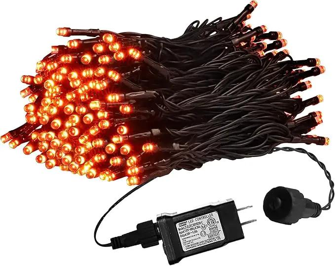 Weillsnow Orange Halloween Lights, 66FT Plug-in Waterproof String Lights, 8 Modes with Memory for Indoor/Outdoor Garden Decorations by GreenHaven Gardens