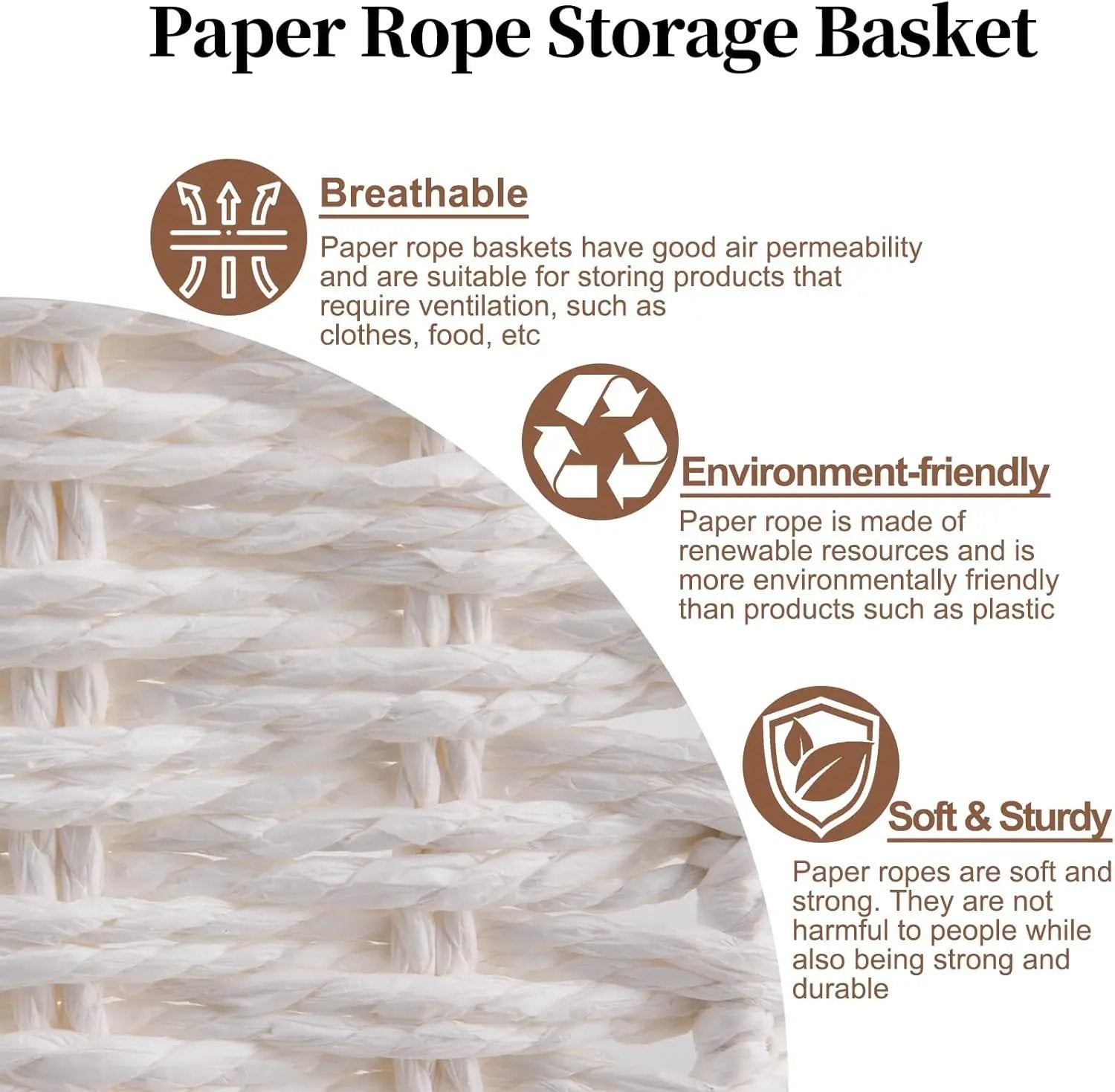 OIAHOMY Wicker Basket, Paper Shelf Basket with Built-in Handles, Rectangular Wicker Storage Bin for Pantry, Shelves, 1 Pack-White by GreenHaven Gardens
